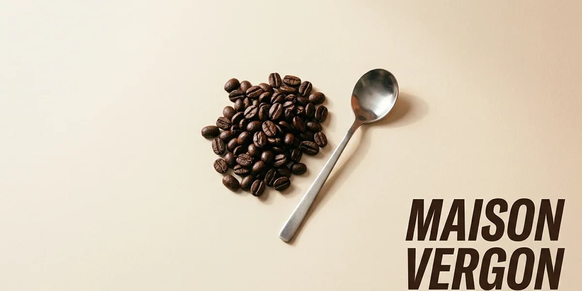 Page d’accueil du site fictif Maison Vergon avec sacs de café torréfiés sur place