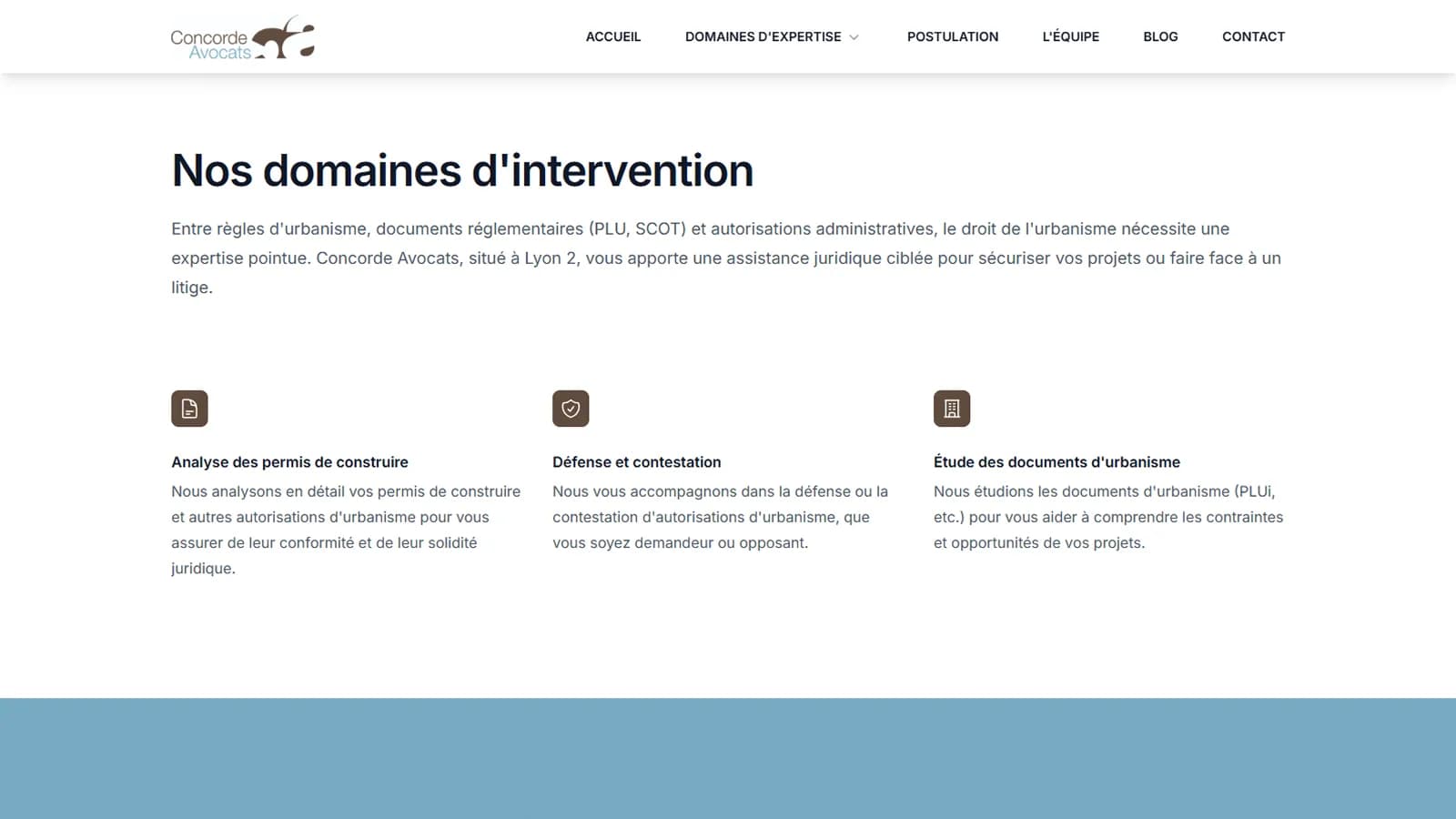 Page d’accueil du site Concorde Avocats