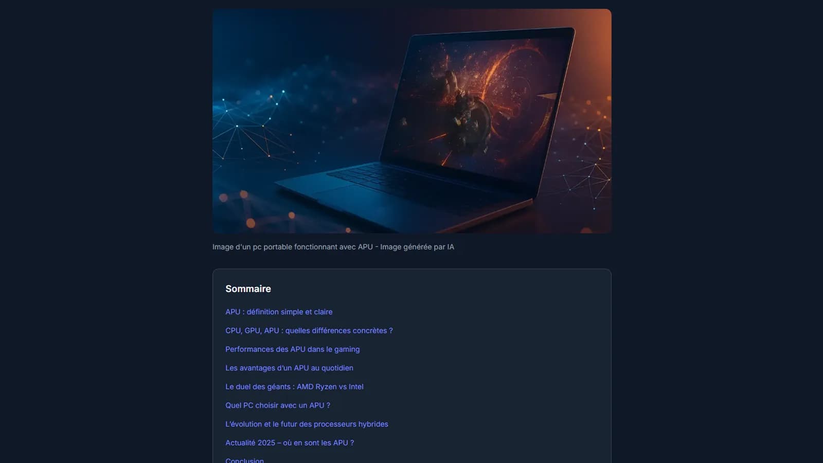 Section sources et FAQ en bas d’article