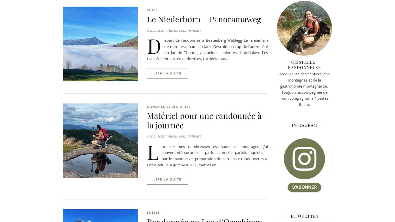 Aperçu des articles