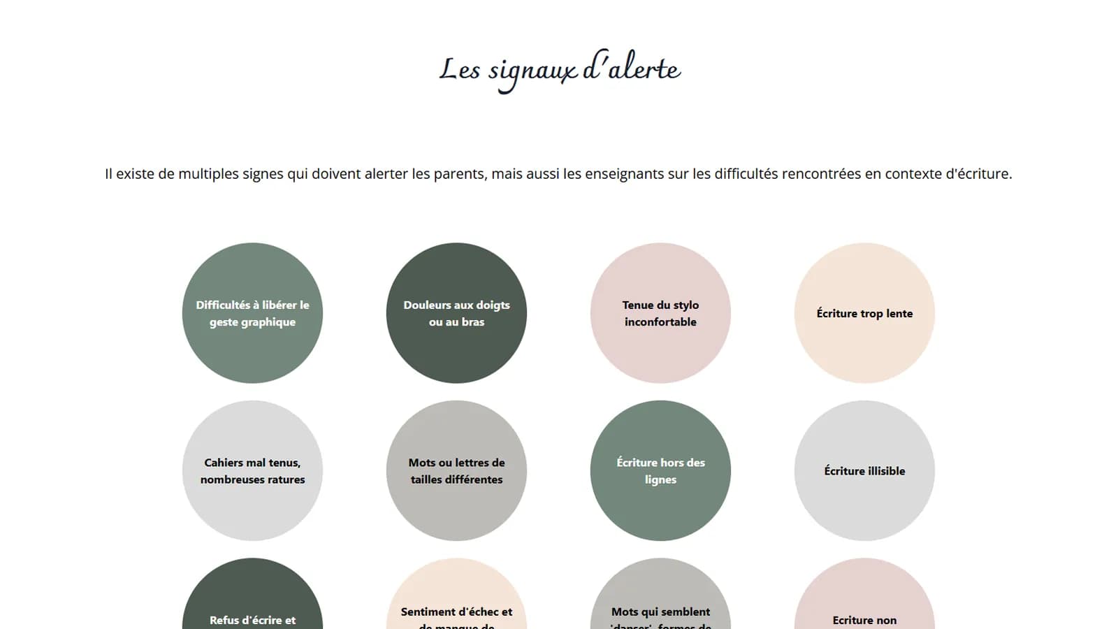 Page d’accueil de GraphoLettre avec accroche et visuels apaisants