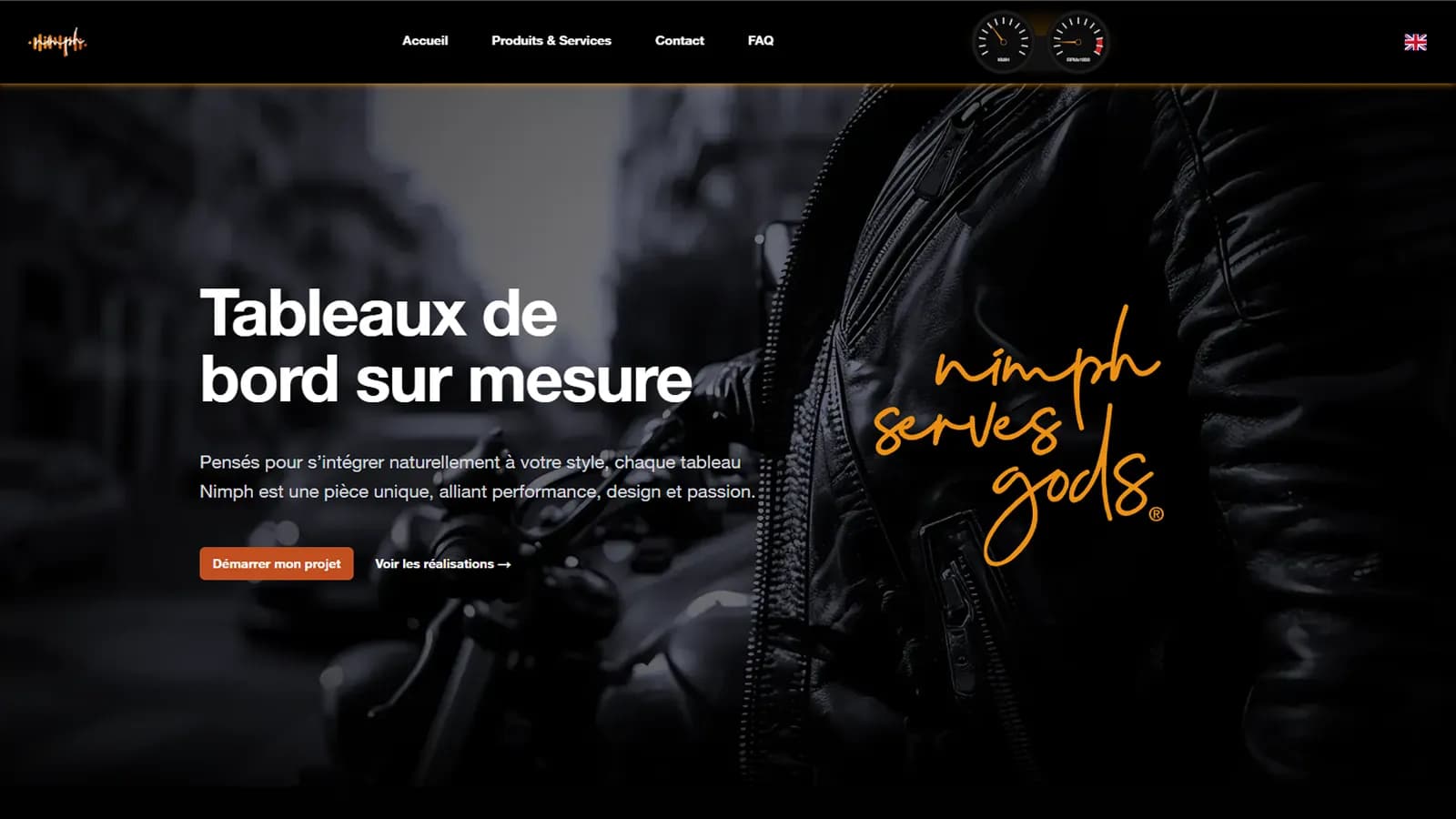 Page d’accueil de Nimph avec héros et appel à l’action