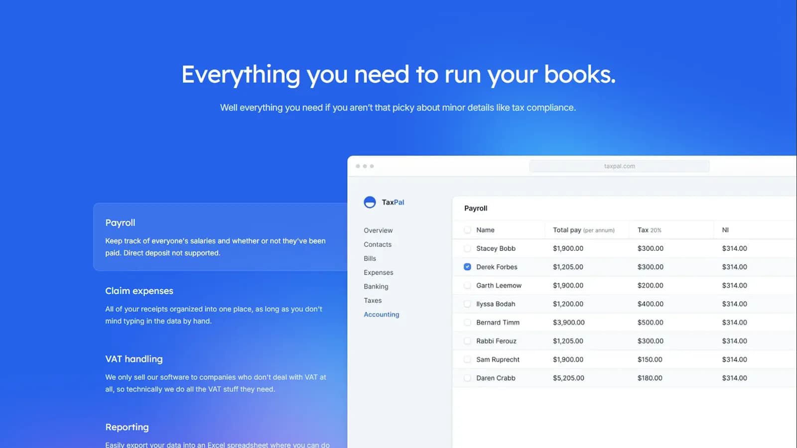 Hero à double CTA de la landing Salient
